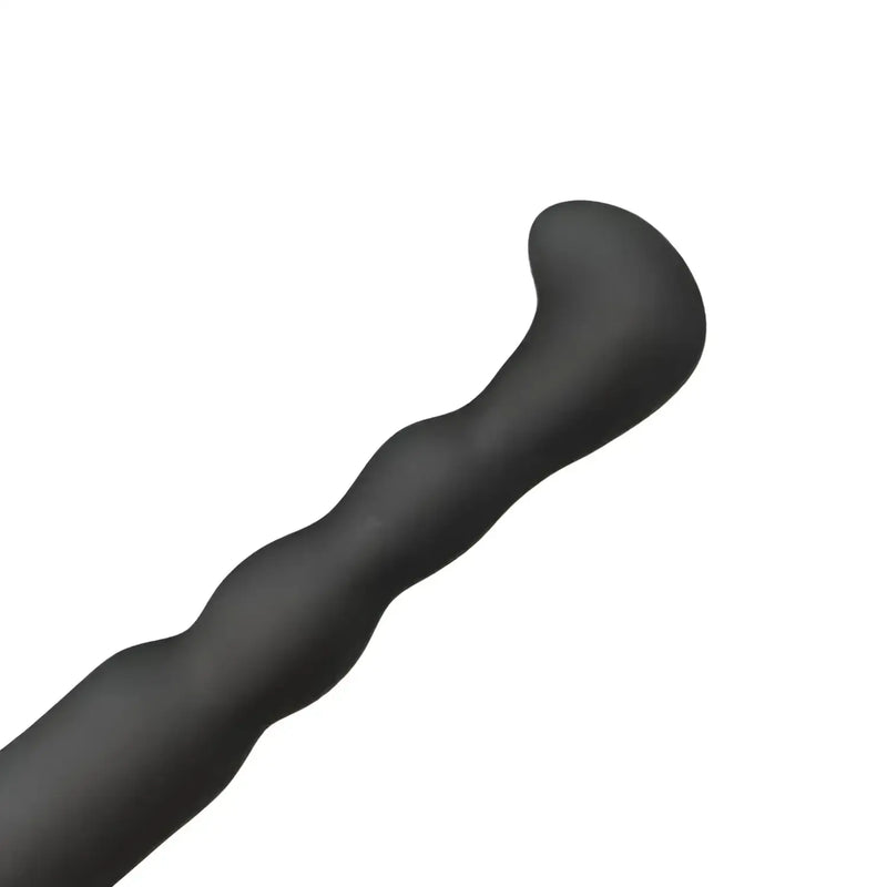Black curved ribbed electric anal probe for deep stimulation and waterproof use
