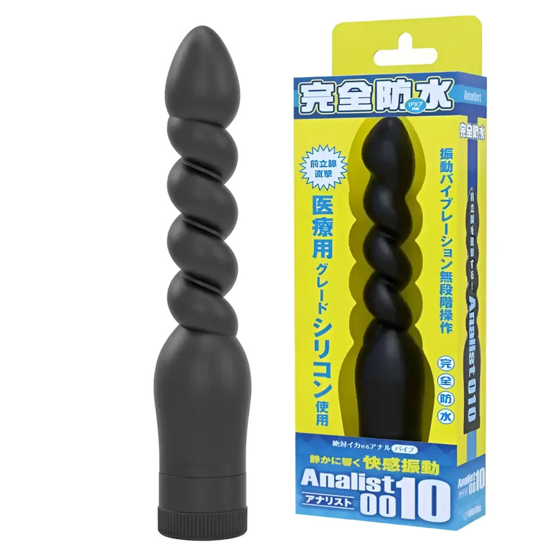 Black spiral textured waterproof electric anal probe for enhanced pleasure and stimulation
