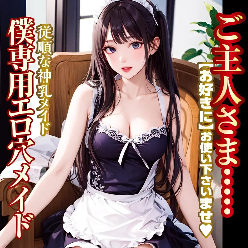 Anime-style lewd maid with dark hair, the ultimate busty servant onahole