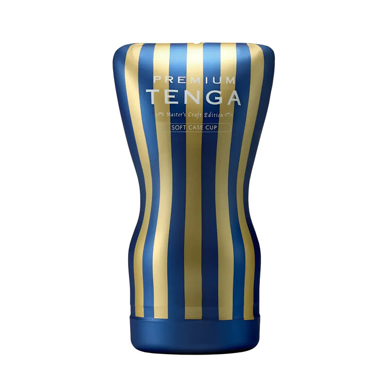 Blue and gold striped premium soft case cup with vacuum hole for TENGA PREMIUM SOFT CASE