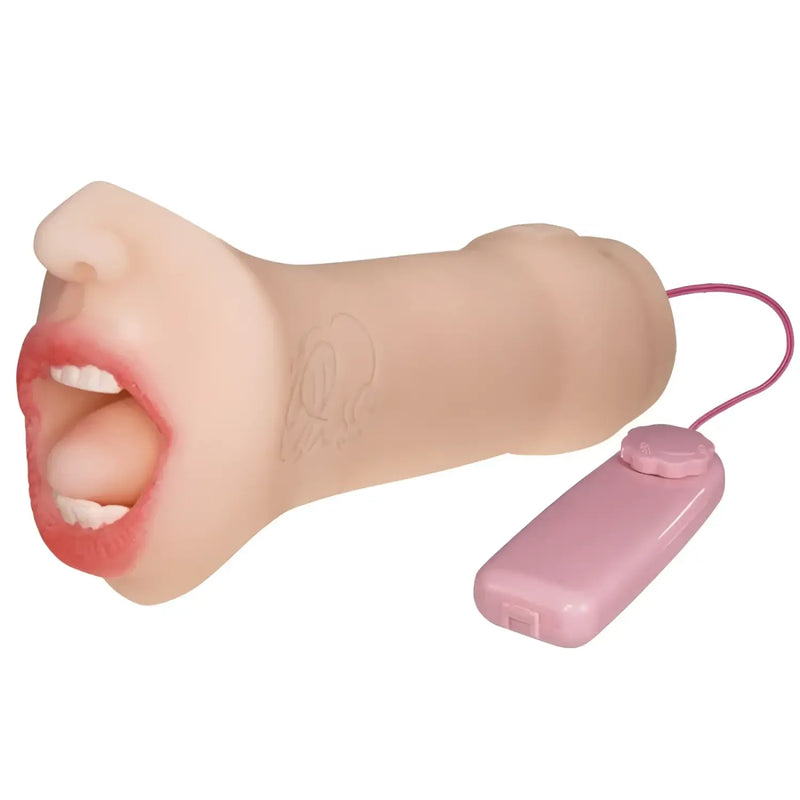 Flesh-colored sex toy with pink remote, features coming in Arina Hashimoto Rolling Fella Bomber Tongue Binder