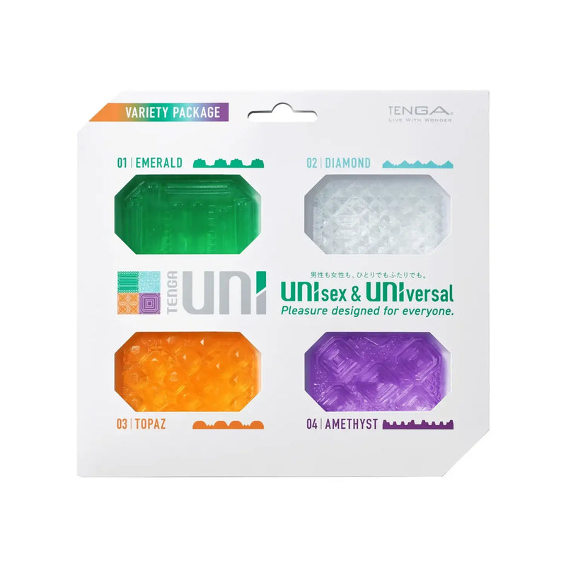 TENGA UNI VARIETY PACK textured male sex toy with four colorful patterns