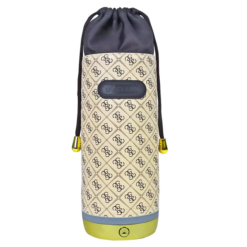 Patterned drawstring bottle bag for UV CLEAN sterilizing storage bag with powerful UV-C disinfection