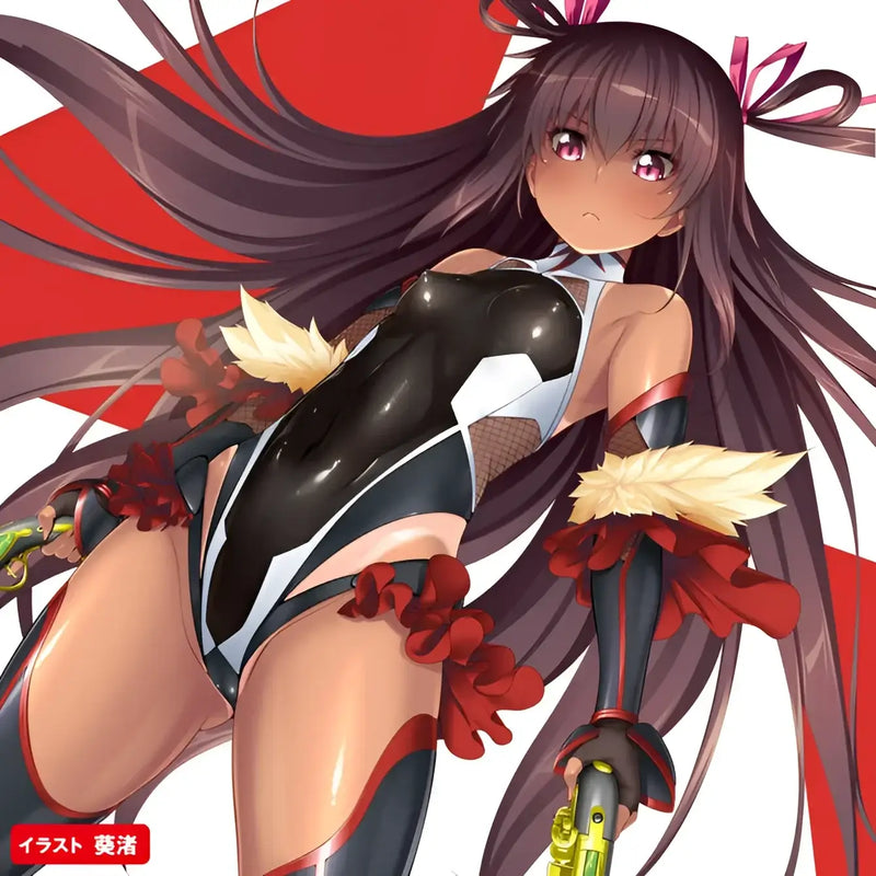 Anime woman in a black and white bodysuit for Taimanin Mizuki Yukikaze Electric Shock Onahole