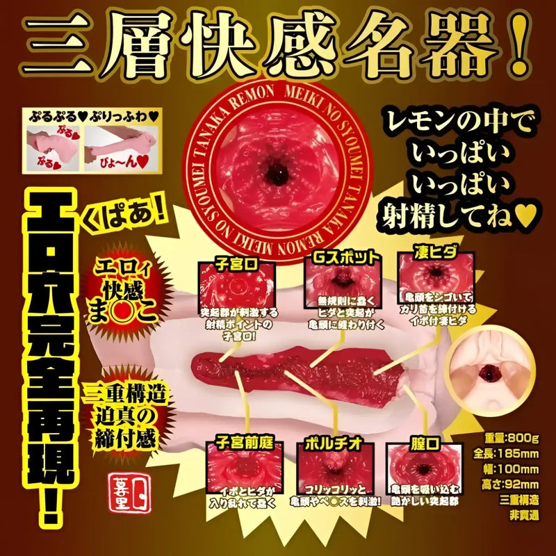 Nippori Meiki Tanaka Remon Triple Layer Onahole adult toy for intimate pleasure