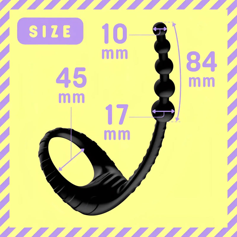 Black beaded anal bead with ring from Mesuochi Back Vibe for beginner anal play