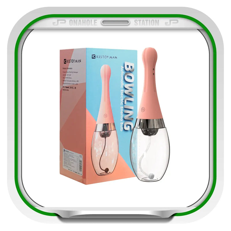 Pink bowling pin-shaped massager for the 3-speed 5-hole spraying electric anal enema
