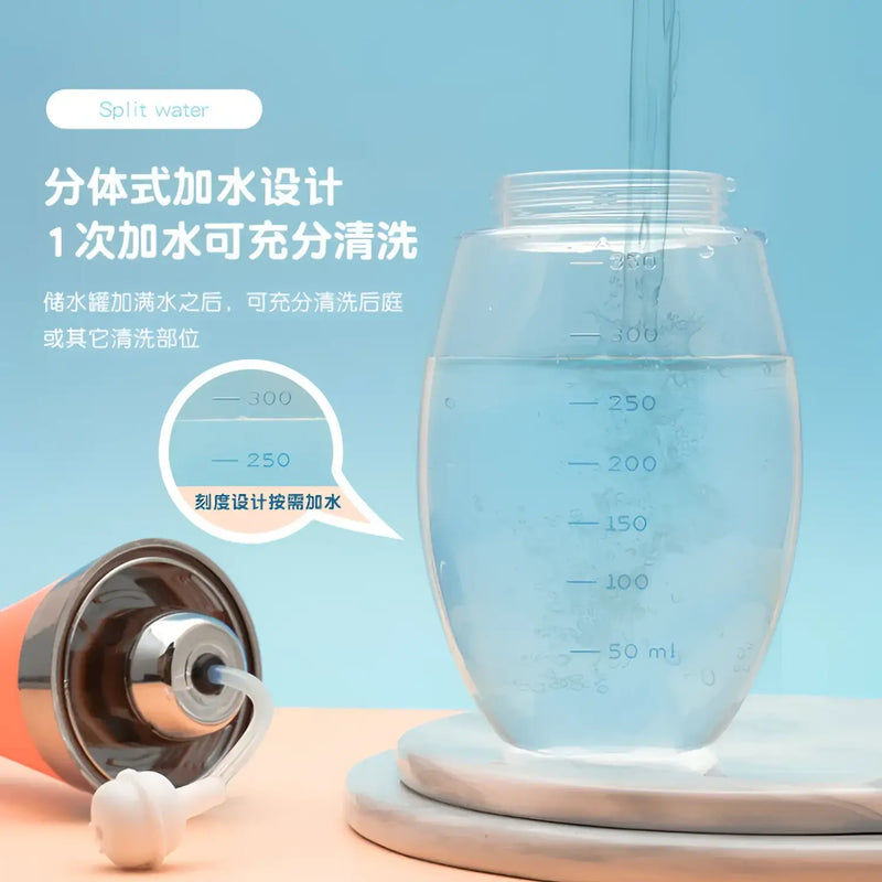 Water-filled graduated container for the Bowling Electric Anal Enema Cleaner
