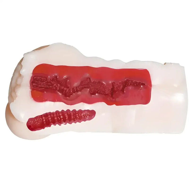 Flesh-colored Nippori Meiki Anri Okita Double Hole Onahole with red interior