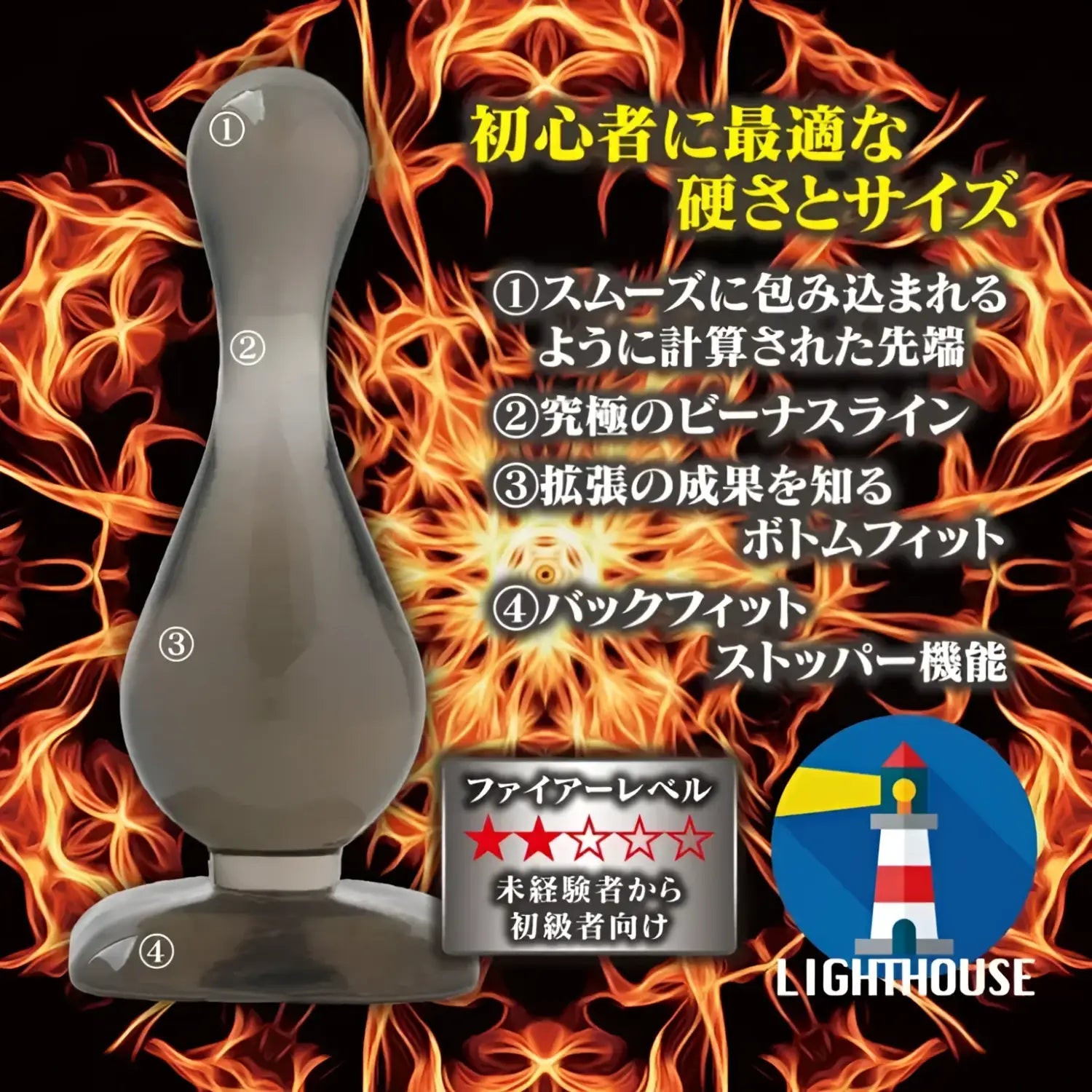 Backfire Newbie W Back Lighthouse High Elasticity Anal Sex Toy Black Silicone 262