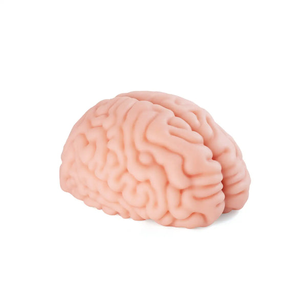 Pink XTC Brain Hacker stress ball with textured surface