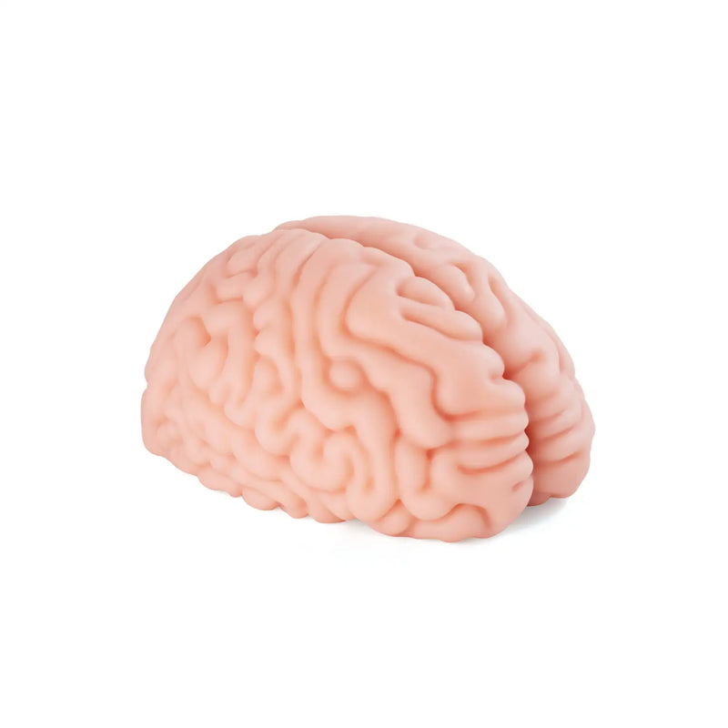 Pink XTC Brain Hacker stress ball with textured surface
