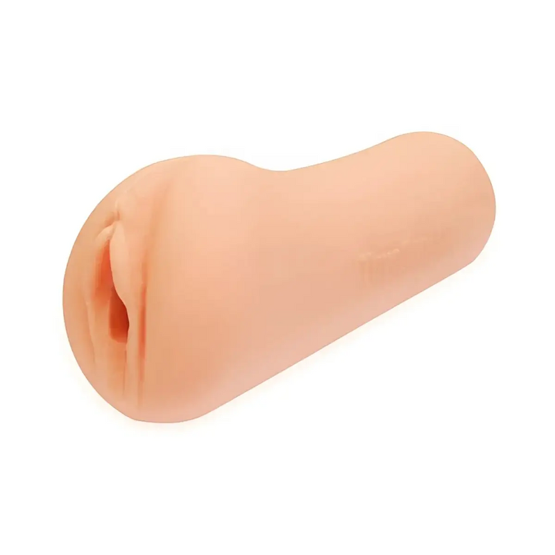 Flesh-colored silicone masturbator with open orifice, toysheart 17bordeaux dual-layer design