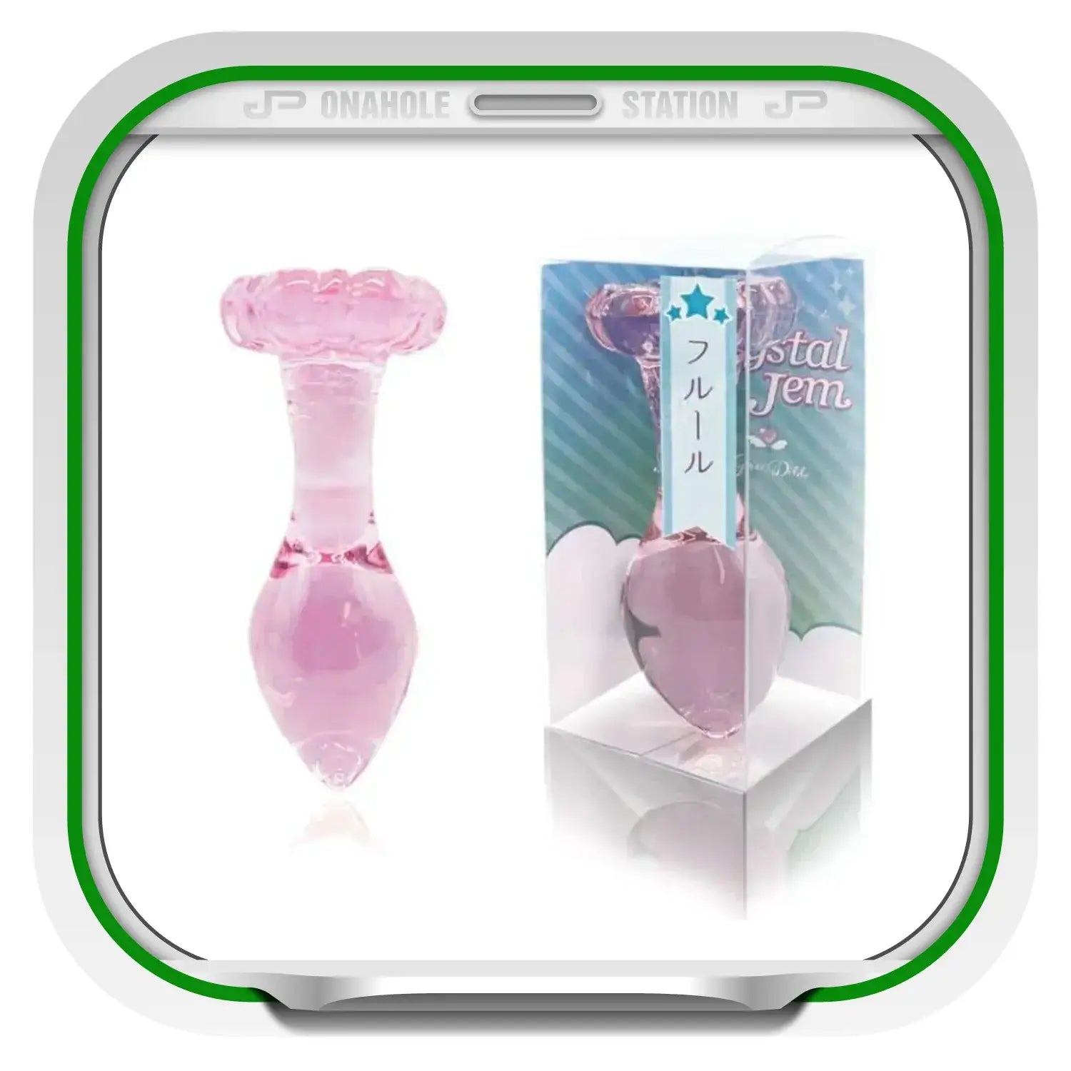 Crystal Gem Hibiscus Glass Backfire Newbie W Back Pink Anal Butt Plug 101