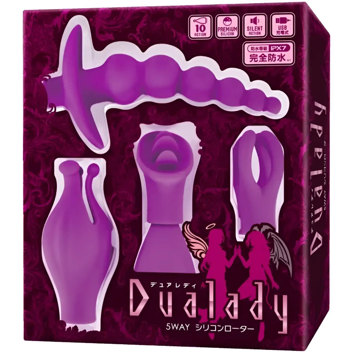 Dualady 5 Way Foreplay 5 In 1 Unisex Vibrating Prostate Massager Purple Adult 157