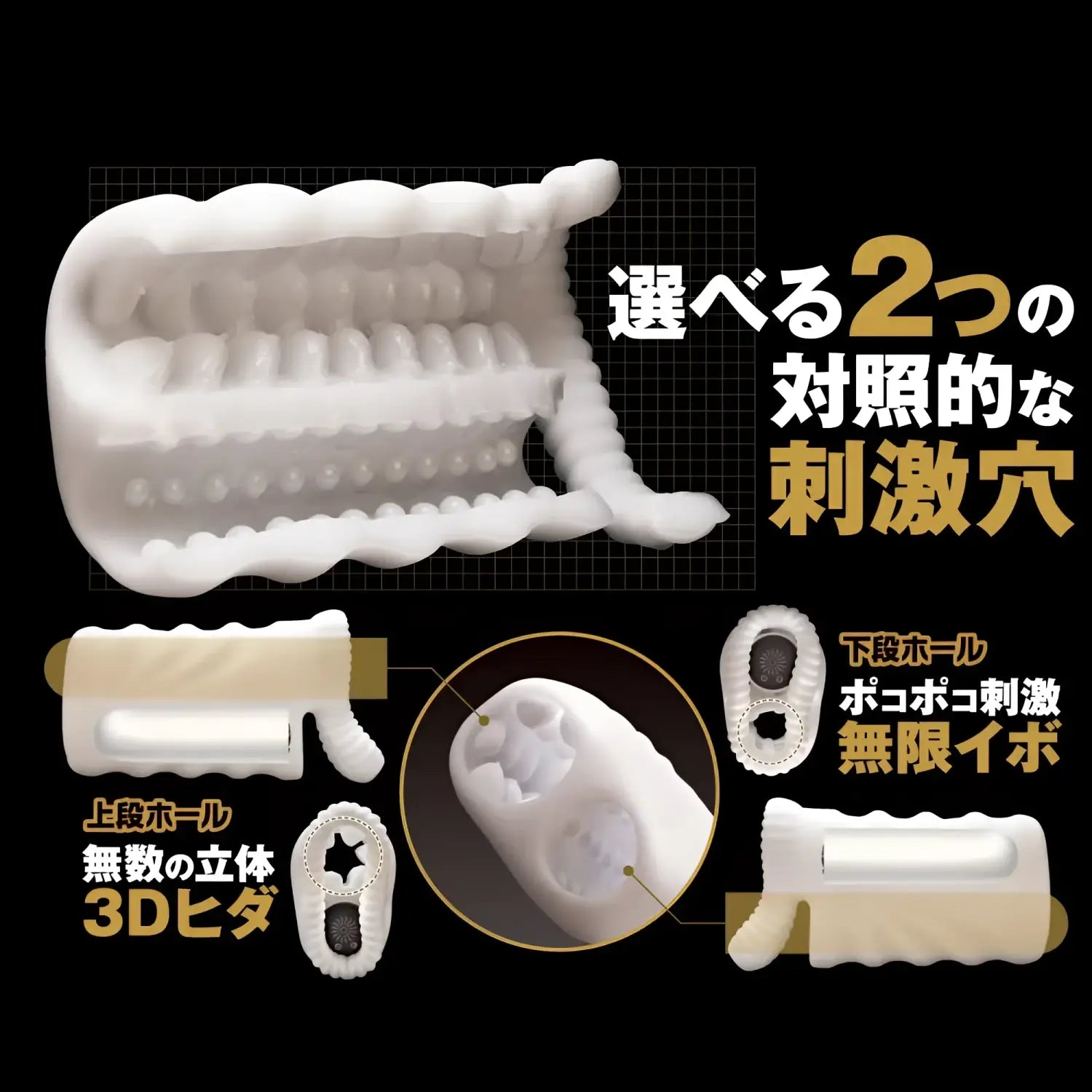 Electric Masturbator Sleeve Dual Hole Male Delay Training White Textured Sex 189