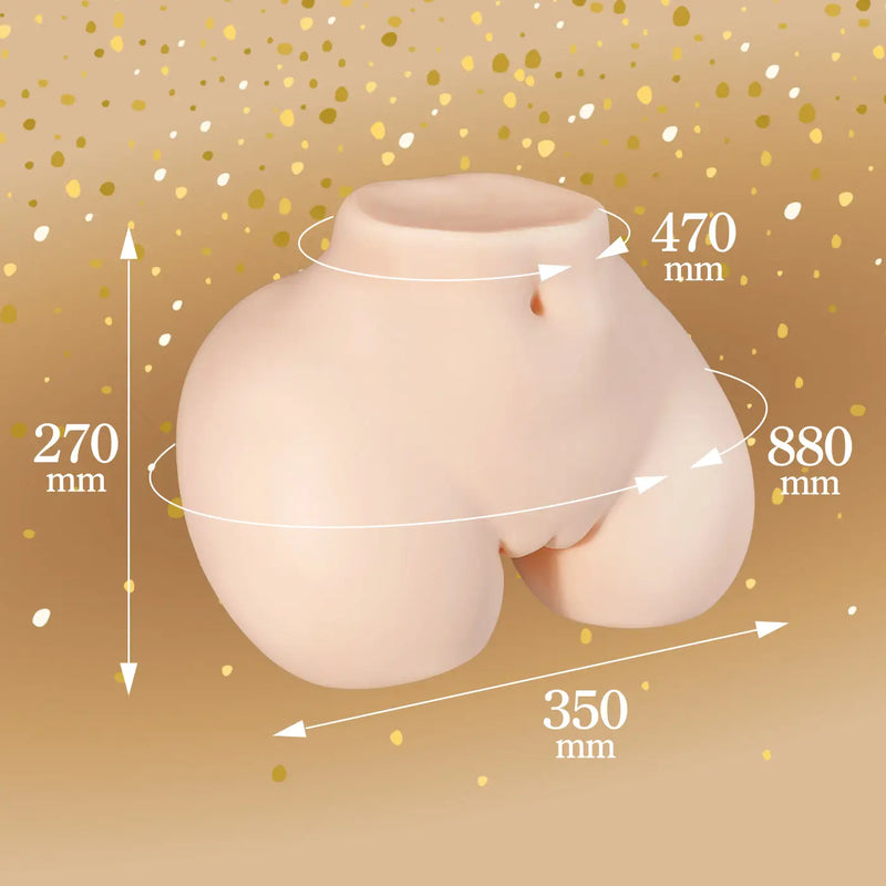 Beige silicone butt plug with measurements in SEIRAKU-TOYS Elegant Girl Premium onahip