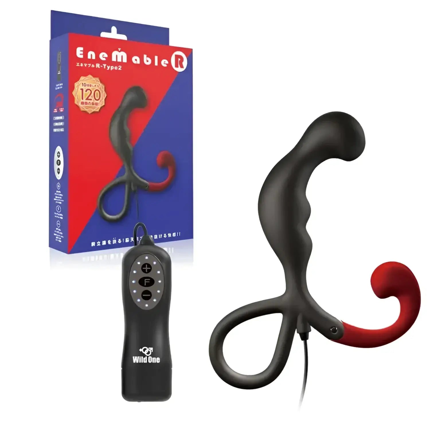 Black and red Enemable R Type-2 vibrating prostate massager with remote for prostate pleasure