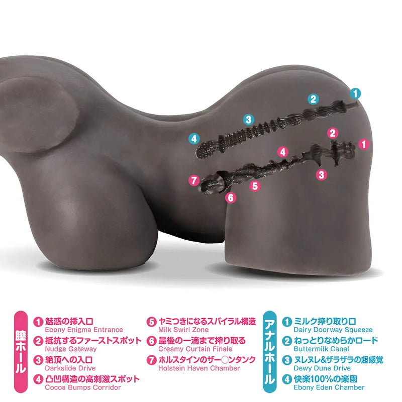 Erotic black cow gal dual-layer TPE horse-shaped onahole toy