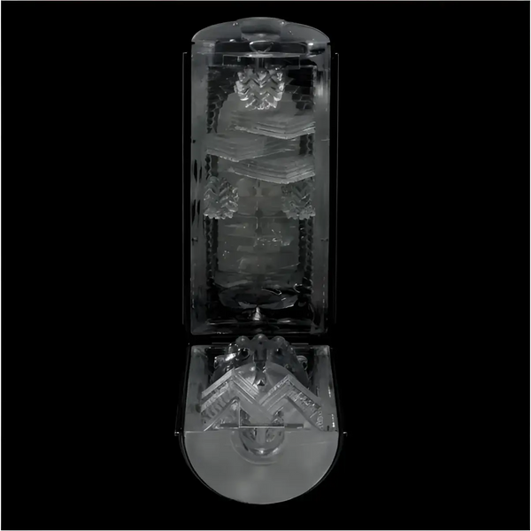 Clear multi-textured TENGA FLIP HOLE BLACK with open lower section for easy cleaning