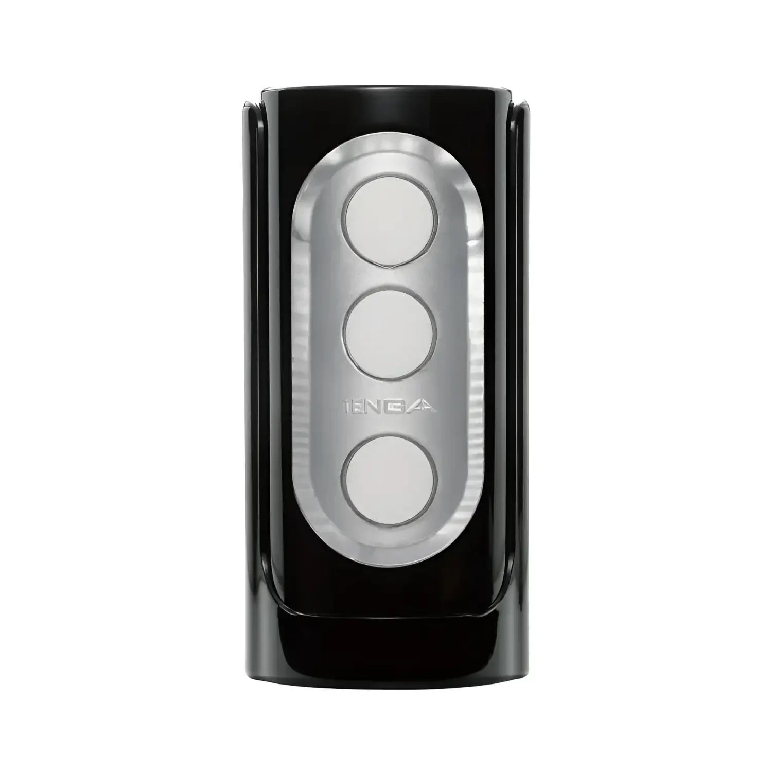Black and silver garage door remote with three buttons for TENGA FLIP HOLE BLACK
