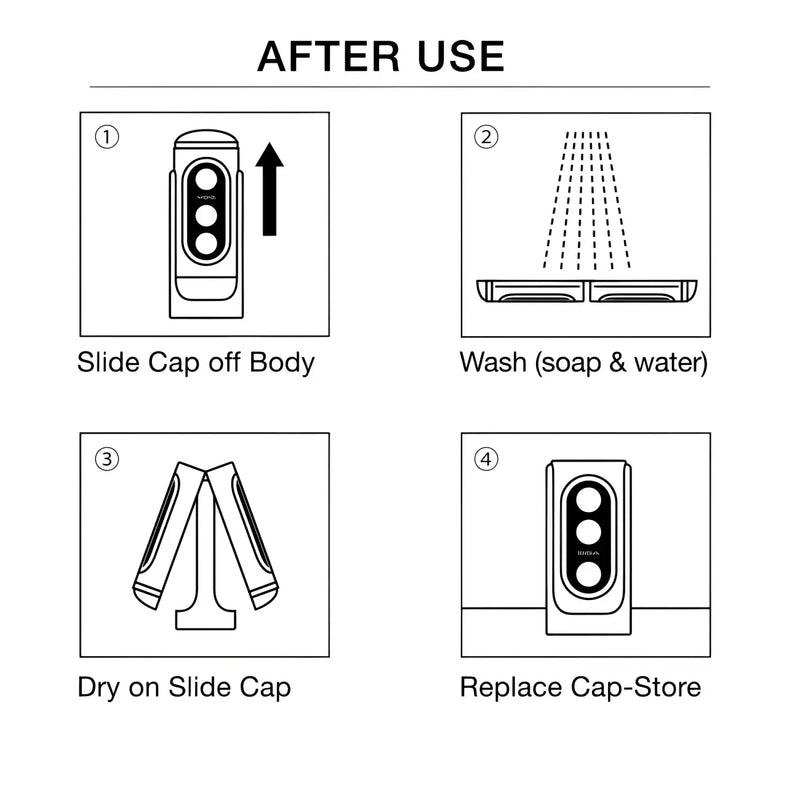 Instructions for cleaning and storing TENGA Flip Hole Black for proper use and care