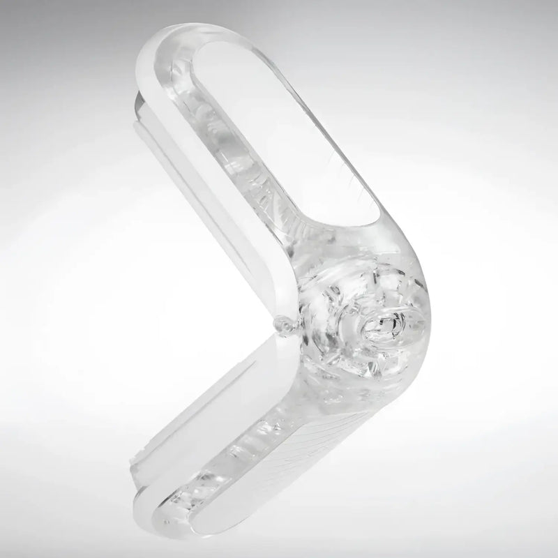 Transparent jointed plastic clip with hinged design makes cleaning easy for TENGA FLIP HOLE WHITE