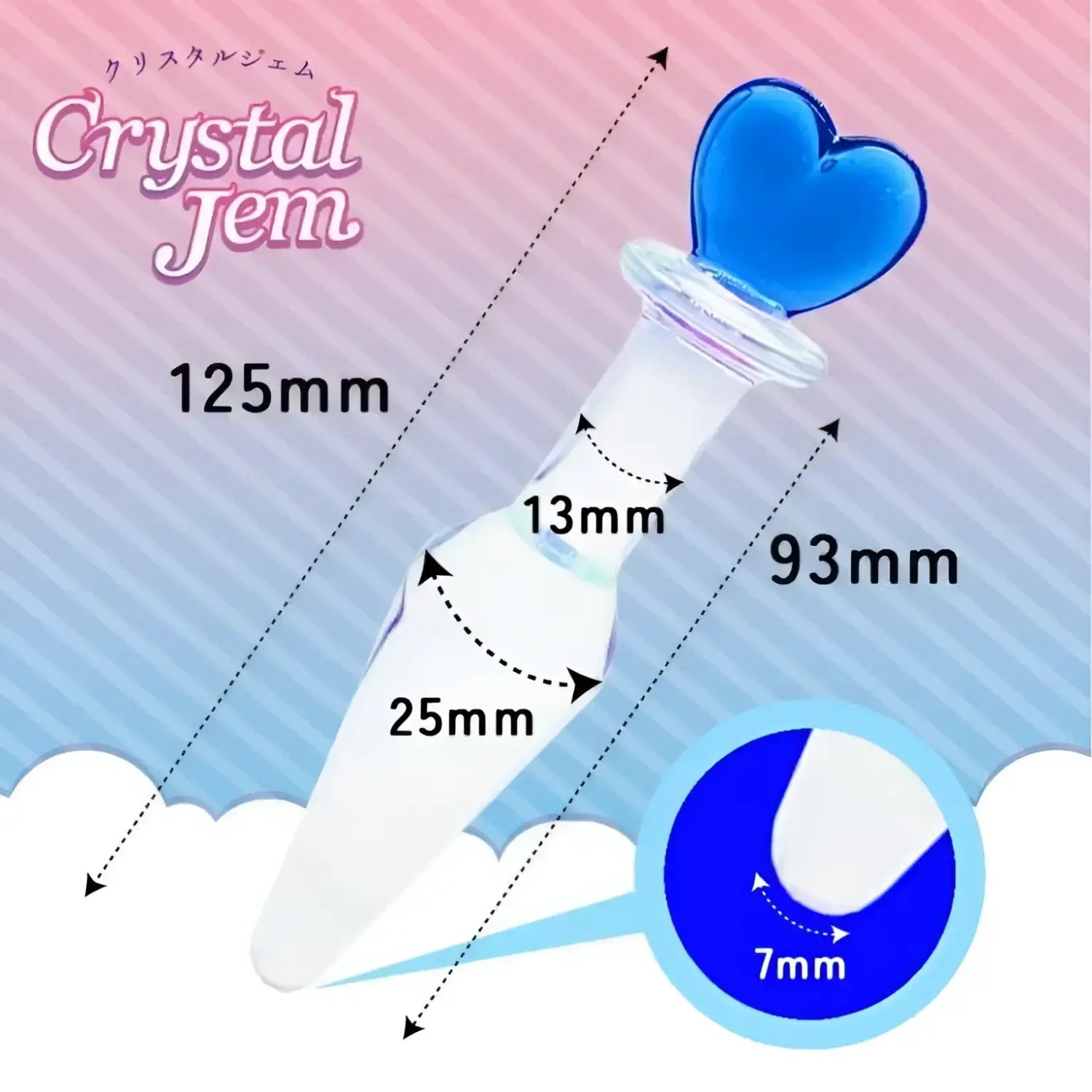 Glass Butt Plug Crystal Gem Heart High Elasticity Clear 776