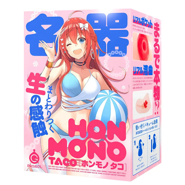 Anime-themed packaging for HON-MONO TACO Ultra-Realistic Cervix-Bending Wave-Tight Onahole