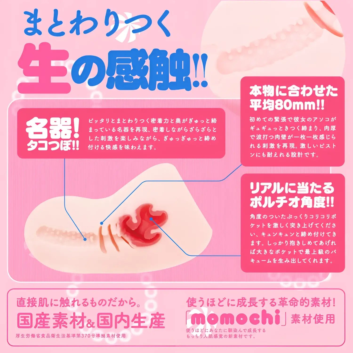 Hon Mono Taco Ultra Realistic Cervix Bending Wave Tight Anime Onahole Pink 906