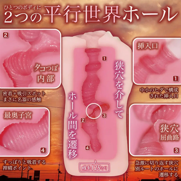 Innocent hard onahole sex toy with dual textured internal passages for intense pleasure