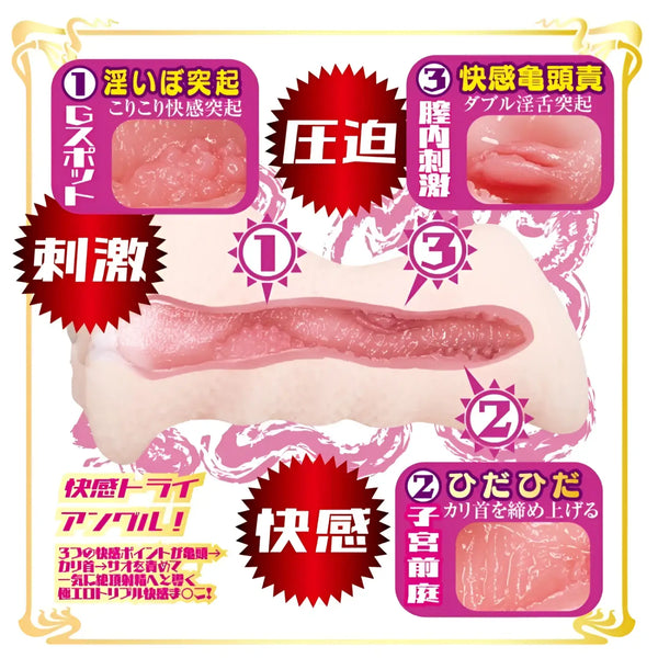 Pink textured silicone sex toy: Syoumei Mini Ishikawa Mio onahole