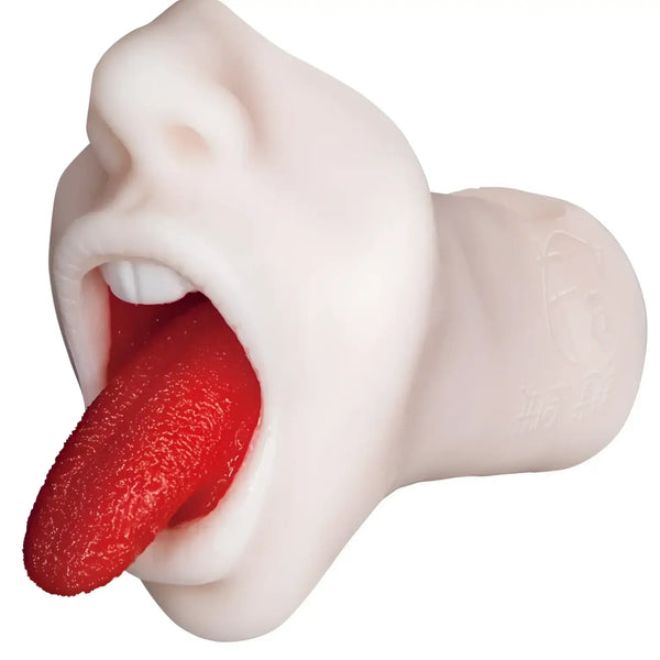 Open-mouthed head with red tongue from Gekiren Zeccho Mao Hamasaki deepthroat masturbator