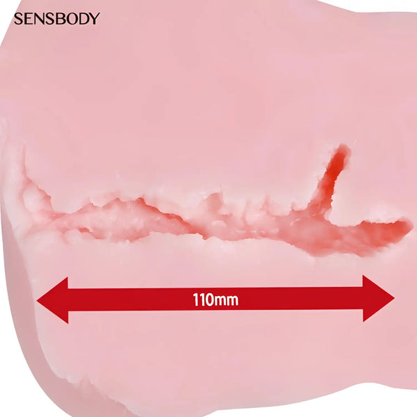 Sensbody Mao Hamasaki onahole with 110mm pink silicone textured toothbrush cover