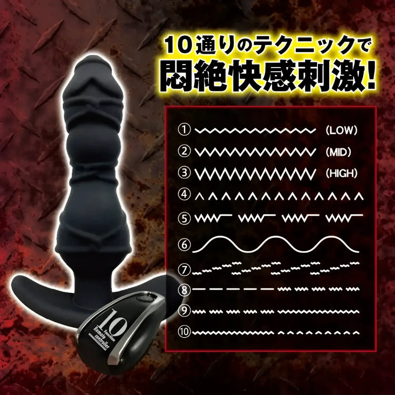 Black ribbed butt plug with remote from Mesuiki Crazy Junkie Kinbaku for ultimate pleasure