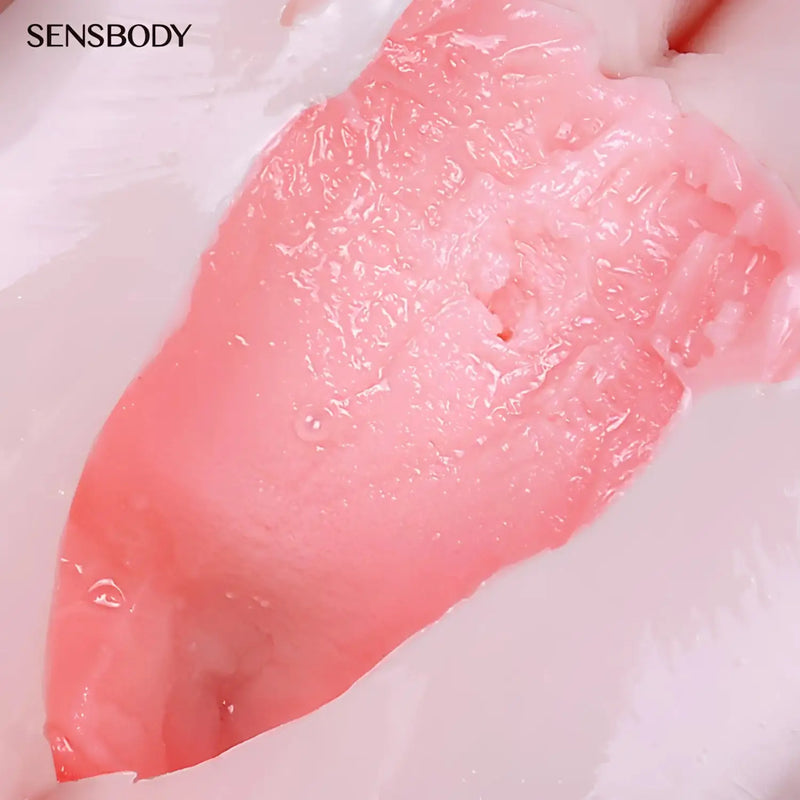 Pink gel-like substance on a white surface from Goddess Asia Nanami Matsumoto soft onahole