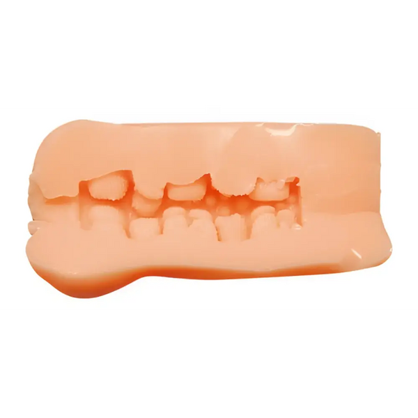 Peach-colored Miyachan sex toy model with teeth and gums