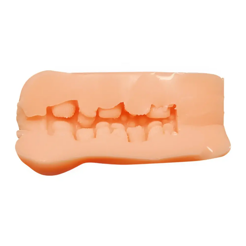 Peach-colored Miyachan sex toy model with teeth and gums