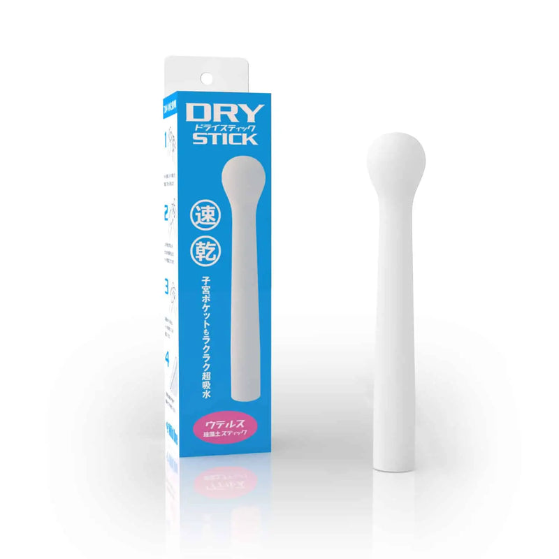 Onahole Dry Stick Uterus with packaging and gold ethanol disinfectant for easy cleaning