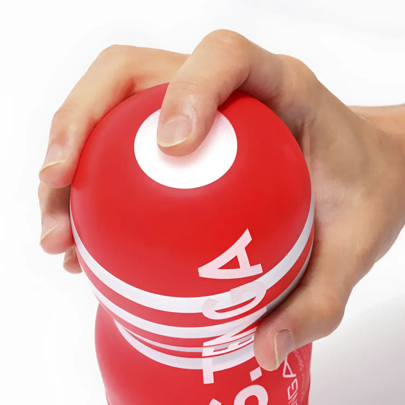 Red and white spherical bottle for TENGA U.S. ORIGINAL VACUUM CUP, perfect for larger users