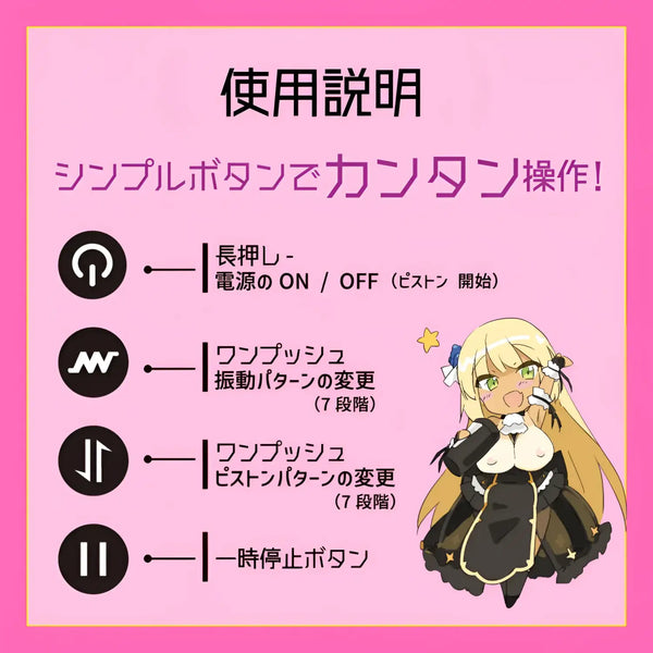Instructional diagram for Puni Ana-roid 8 Maid Vibrating Triple-Ring Piston Electric Masturbator