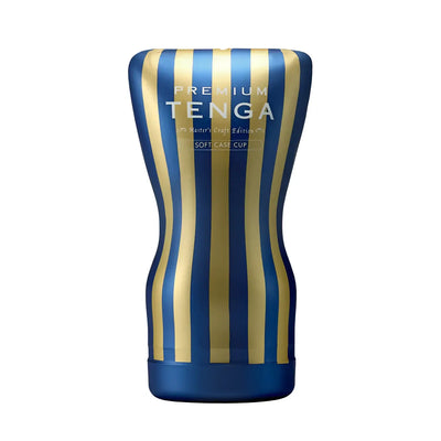 Blue and gold striped premium soft case cup with vacuum hole for TENGA PREMIUM SOFT CASE