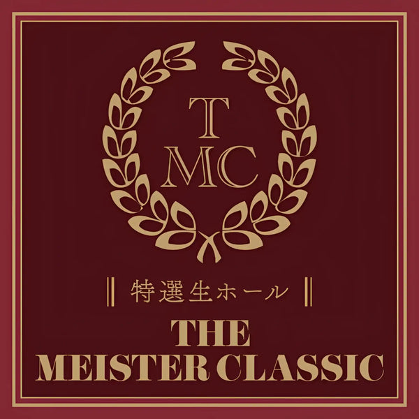 Maroon and gold emblem on The Meister Classic Titudansou triple-layer sex toy product features
