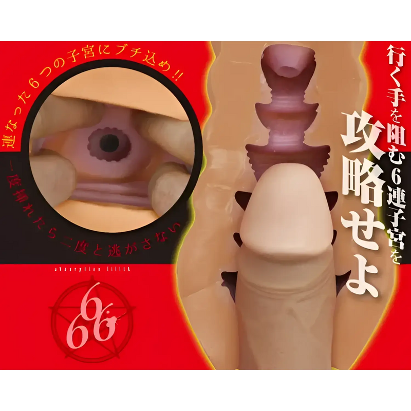 Adult sex toy from 6-Demon Series Lilith Ultimate Suction Womb Pods Onahole showing lifelike product features