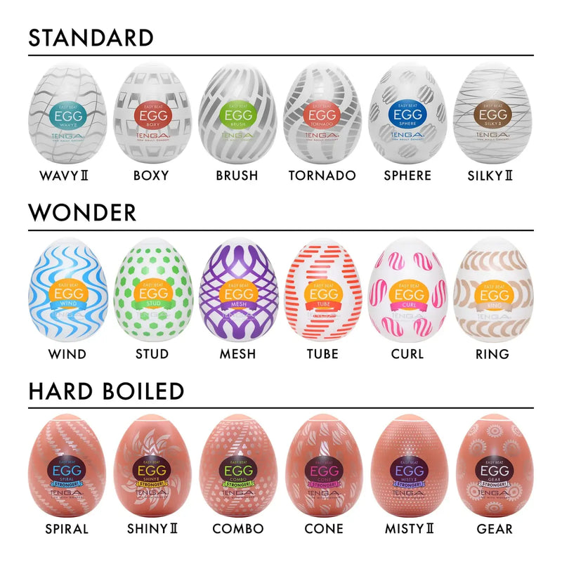 TENGA EGG WONDER PACK textured egg-shaped sex toys with unique internal patterns for pleasure