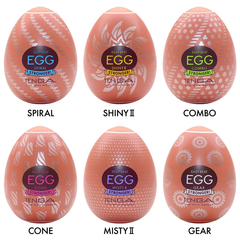Six TENGA EGG HARD BOILED II PACK sex toys with unique textured interiors for ultimate pleasure