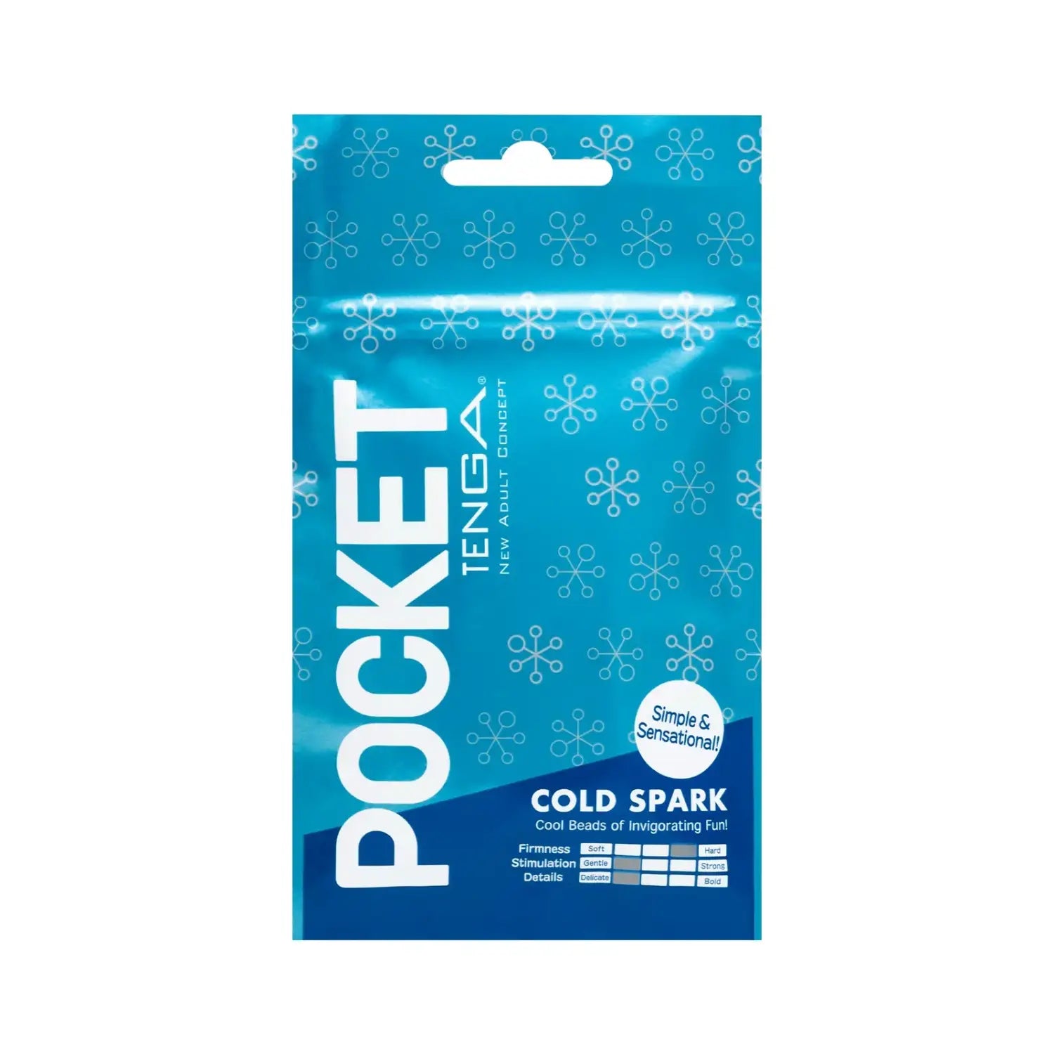 Blue pouch for adult novelty sex toy POCKET TENGA COLD SPARK product features
