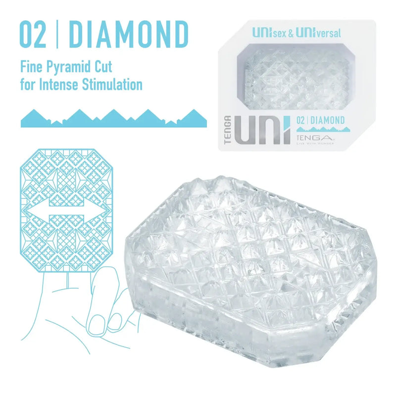TENGA UNI DIAMOND textured sex toy with diamond-cut internal pattern for intense pleasure