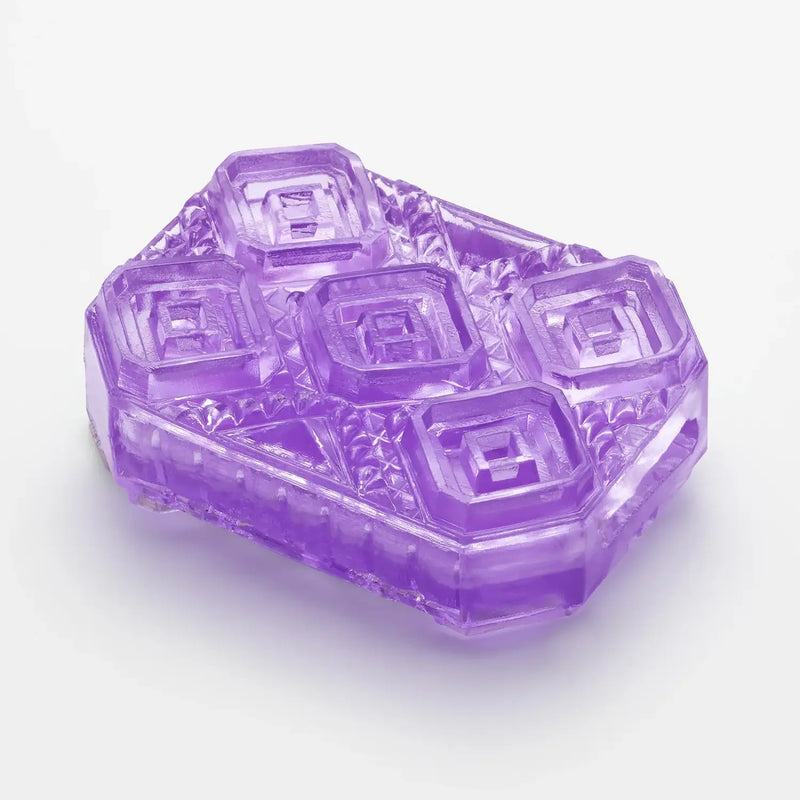 Translucent purple TENGA UNI AMETHYST soap dish with five square compartments