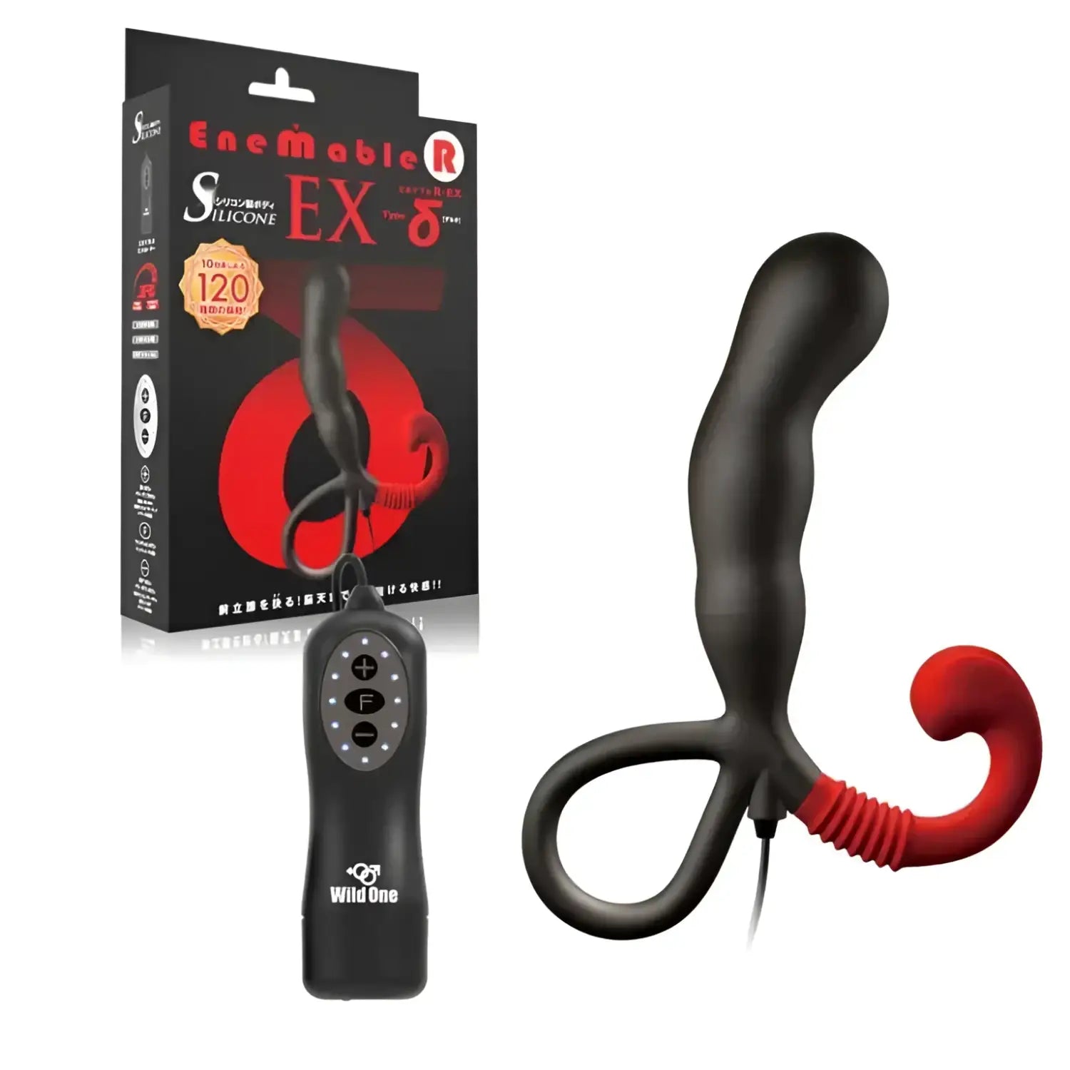Black and red Enemable R EX Type-δ prostate massager for enhanced prostate stimulation